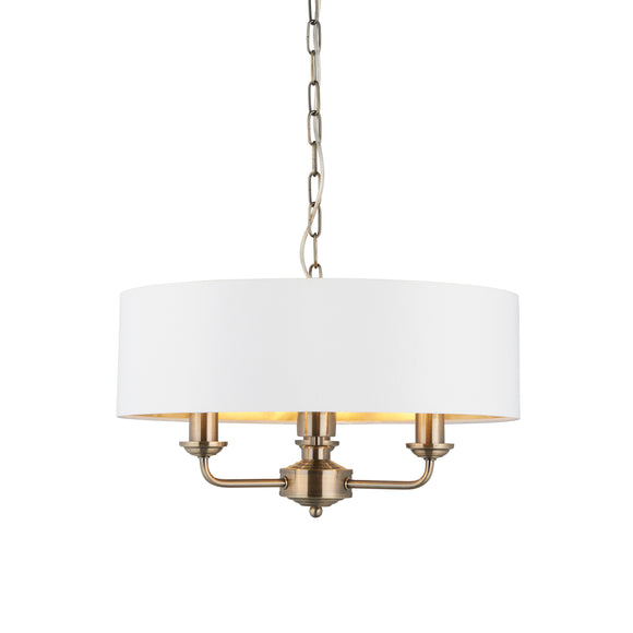 ENDON Highclere 3Lt Pendant - Antique Brass Vintage