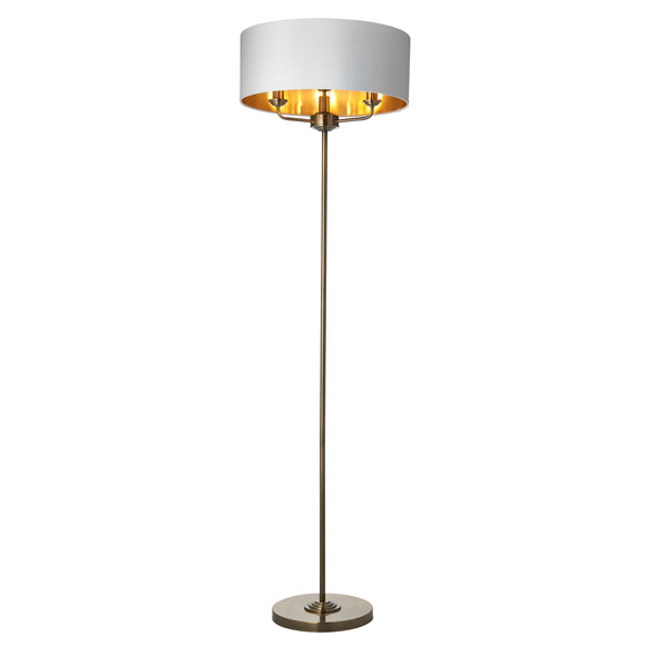 ENDON Highclere 3Lt Floor Lamp - Antique Brass Vintage