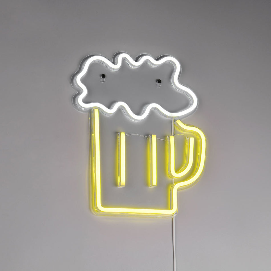 Beer LED Perspex Wall Light - Yellow / White