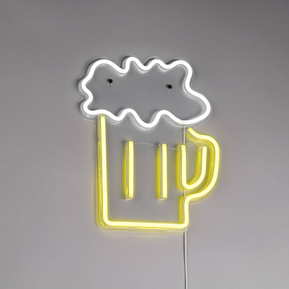 Beer LED Perspex Wall Light - Yellow / White