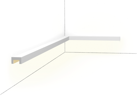 A U-shaped high-density polymer wall coving designed to conceal cables along walls and ceilings.