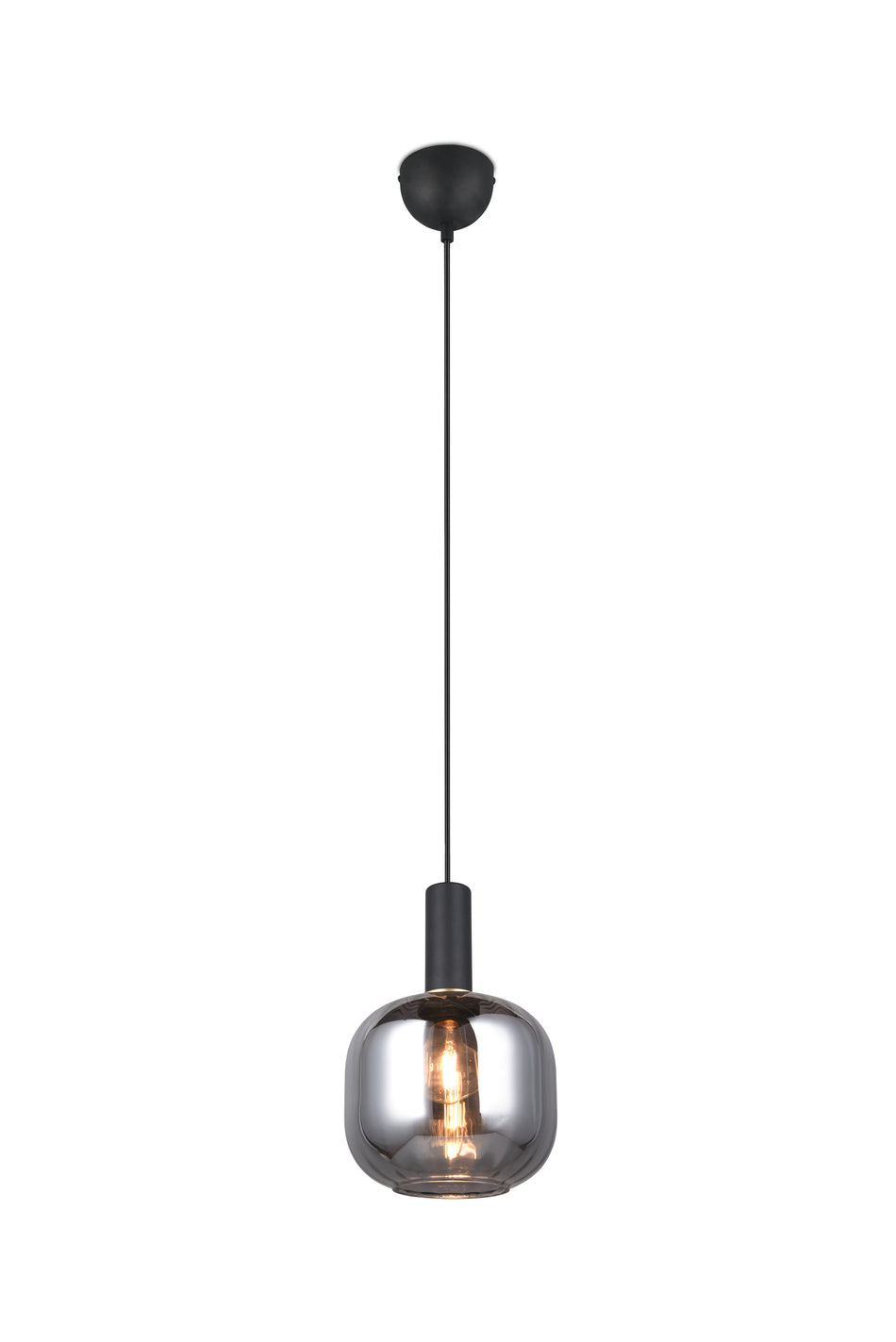 DIVA - Single Pendant Matt Black with Chrome Plated Glass