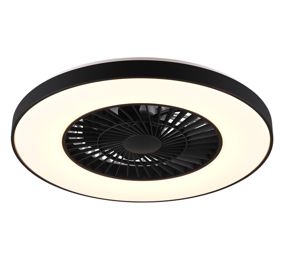 HALMSTAD - LED Integrated Ceiling Light with Fan, RC, Colour Select, Night Light
