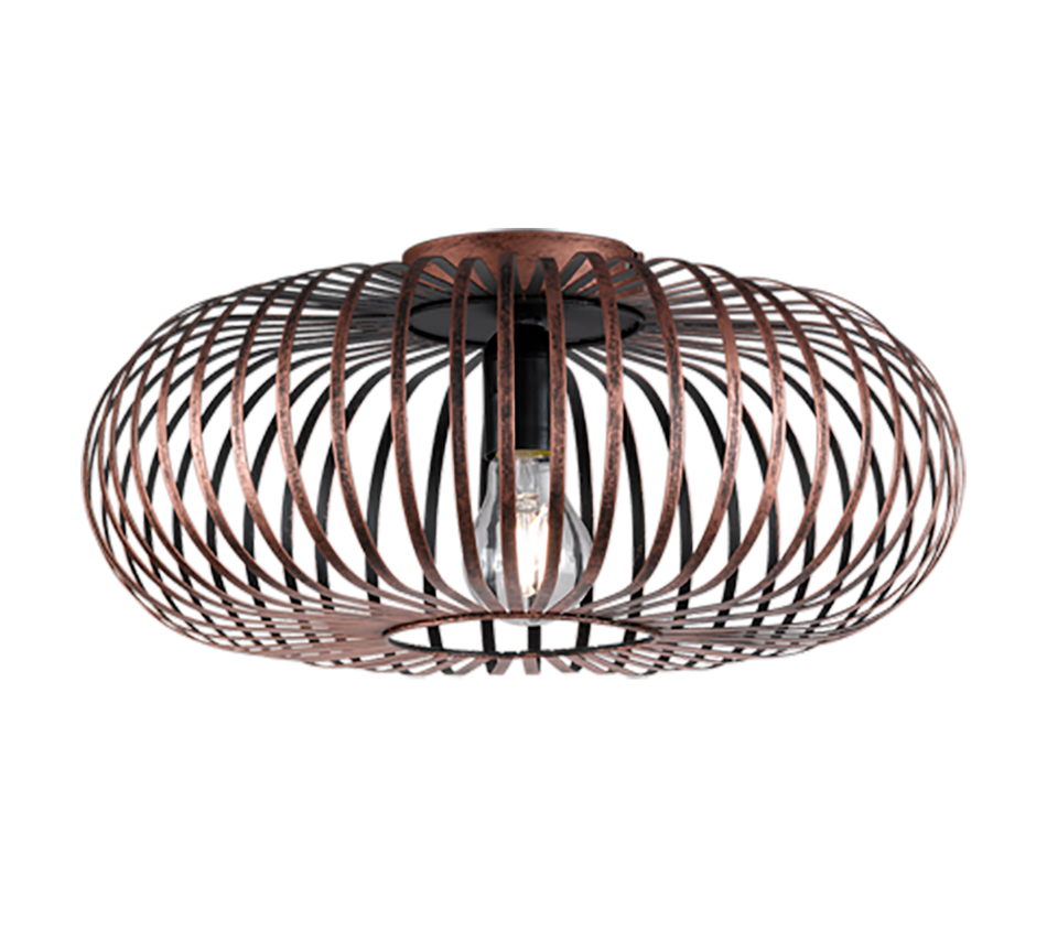 JOHANN - Flush Ceiling Light, Metal Arch, Antique Copper