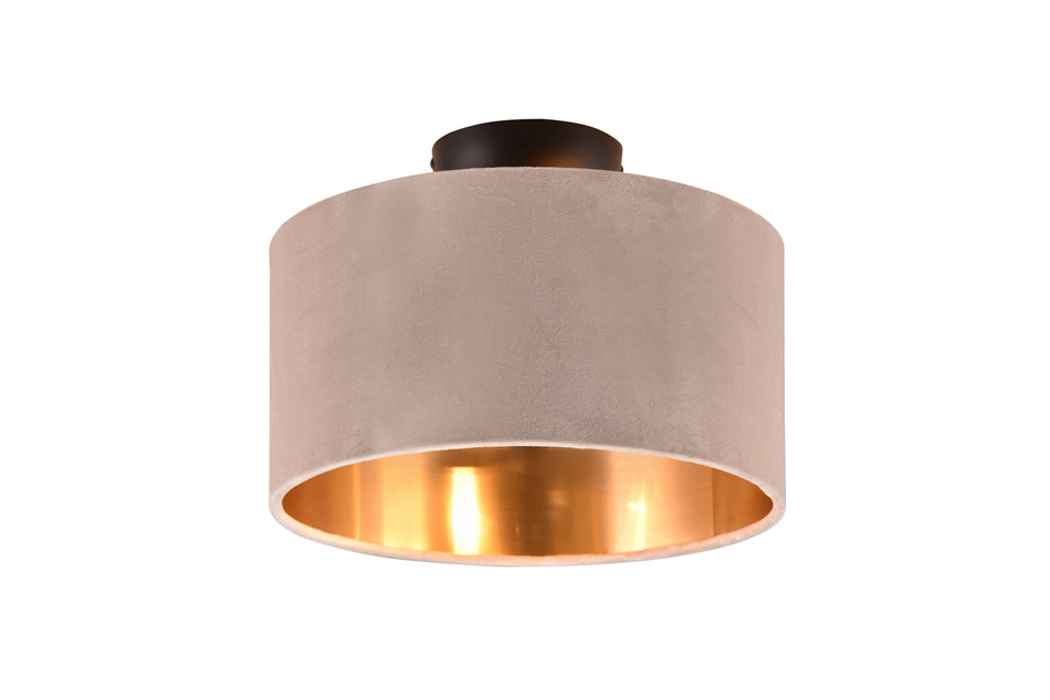 Julieta - Ceiling Light, Matt Black Metal & Beige Velvet Shade