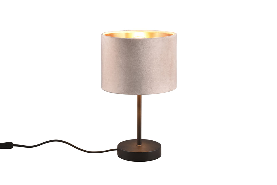 Julieta - Table Lamp, Matt Black Metal & Beige Velvet Shade
