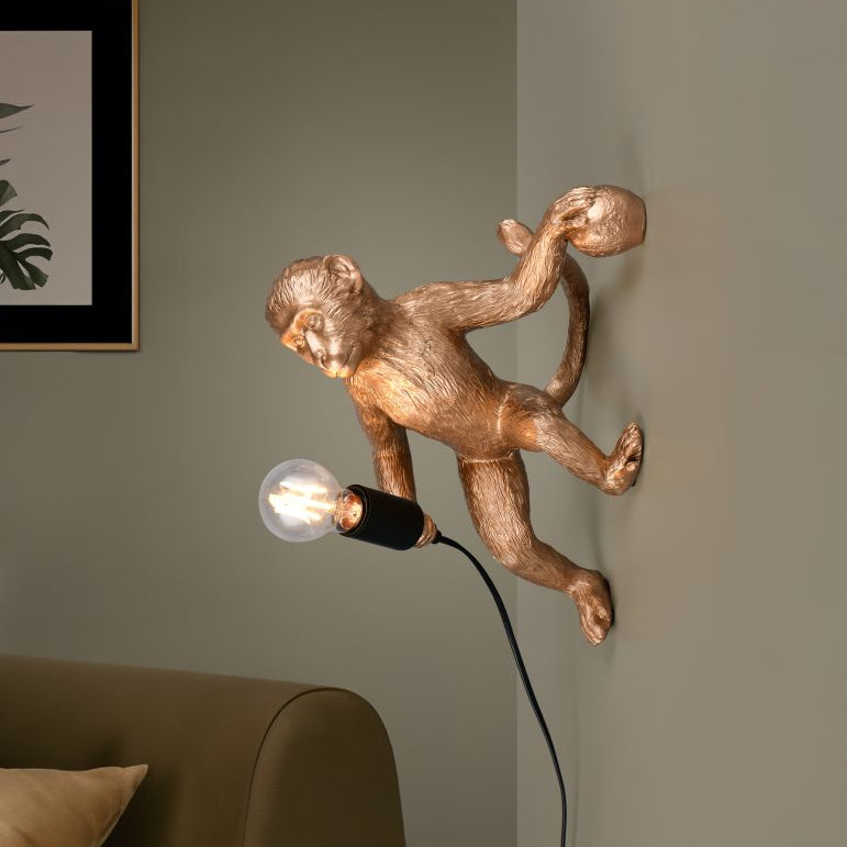 LOUY Monkey Wall Light – Black or Gold Decorative Wall Lamp
