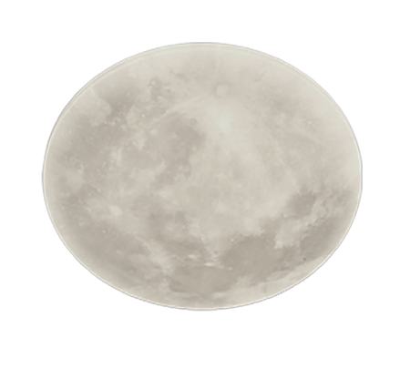 A circular LED ceiling light with a texture resembling the surface of the moon, emitting a soft white glow.