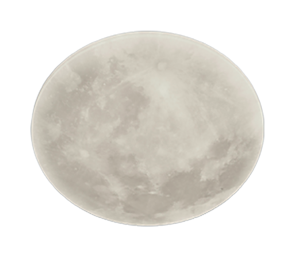 A circular LED ceiling light with a texture resembling the surface of the moon, emitting a soft white glow.