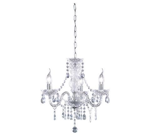 Luster - 3lt Chandelier, Acyrlic Crystal Shade & Metal