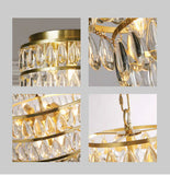 Searchlight - Lux & Belle 9LT Pendant - Satin Brass with Metal & Clear Pear Drop Crystals