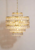Searchlight - Lux & Belle 9LT Pendant - Satin Brass with Metal & Clear Pear Drop Crystals