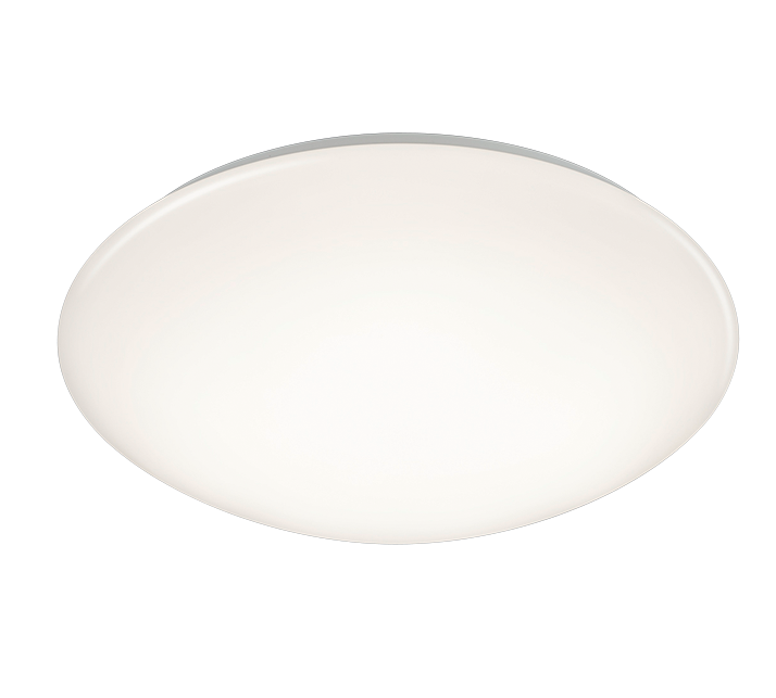 Round white ceiling light on a white background IP44