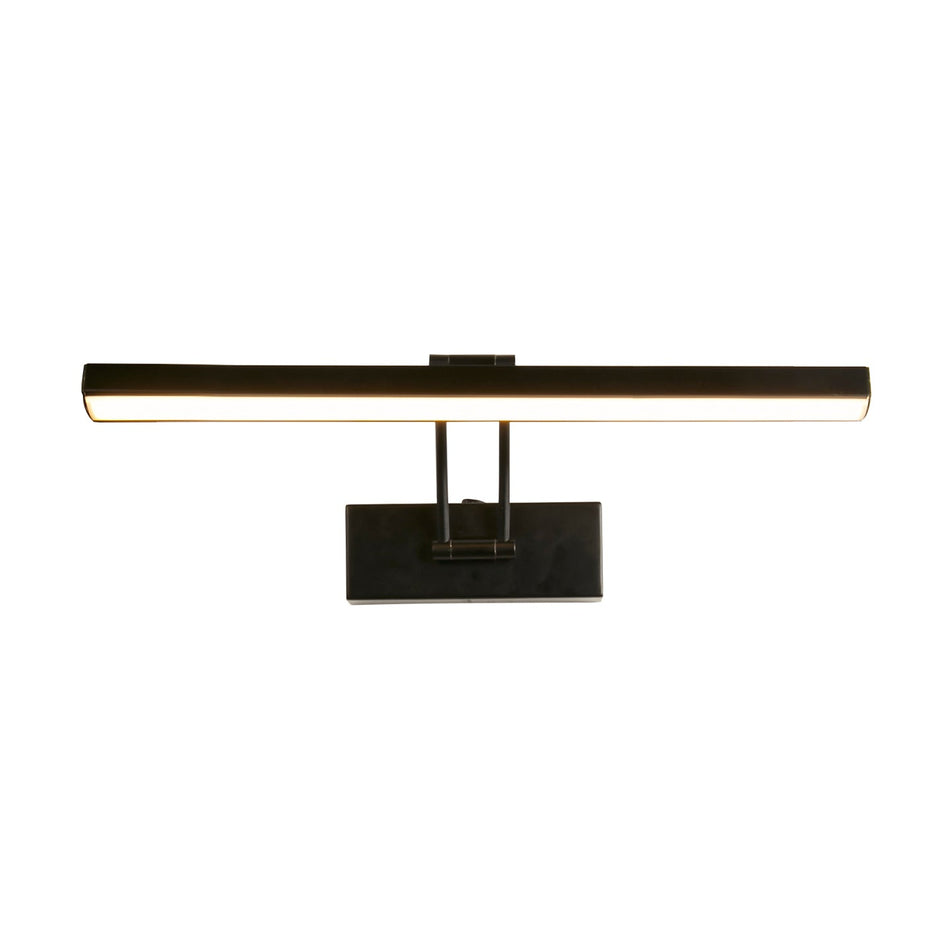 Black rectangular light fixture on a white background