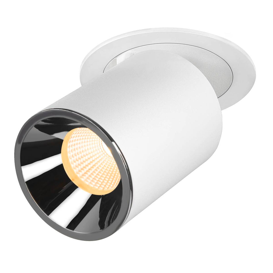 SLV NUMINOS® PROJECTOR L recessed ceiling light, 3000 K, 55°, cylindrical, white / chrome