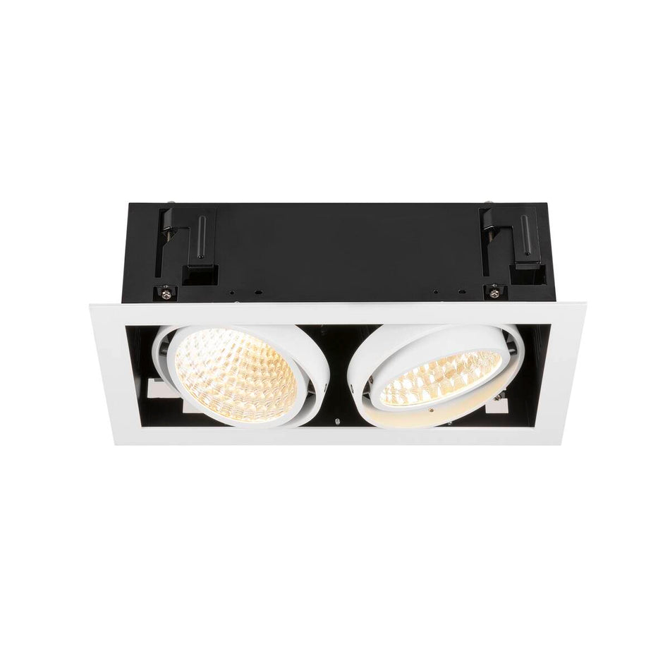 SLV KADUX recessed ceiling light, double, 3000 K, DALI 2, touch, 30°, white