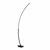 Black curved floor LED lamp on a white background