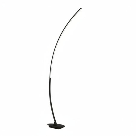 Black curved floor LED lamp on a white background