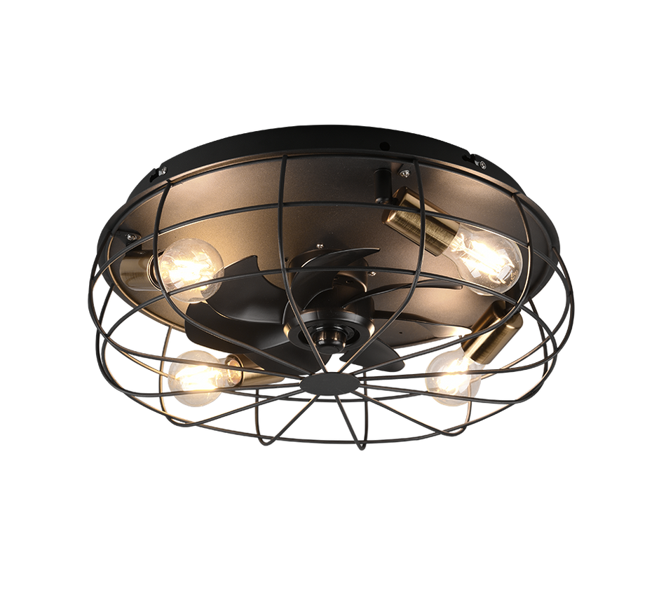 TRONDHEIM - Industrial Style Ceiling Light with Fan, Remote Control