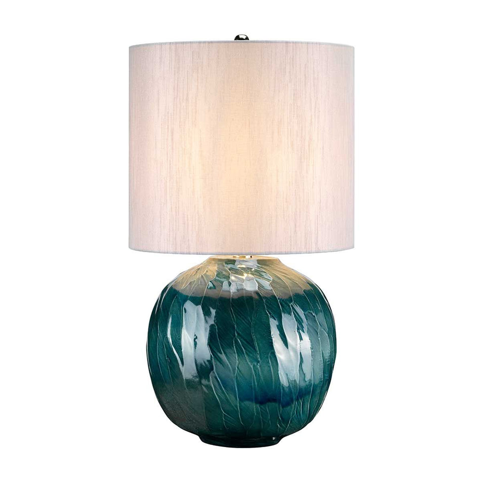 Blue Globe 1 Light Table Lamp - Blue with Light Grey Shade