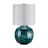 ELSTEAD Lighting Blue Globe 1 Light Table Lamp - Blue with Light Grey Shade