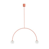 Minimalist pendant light with a copper finish on a white background