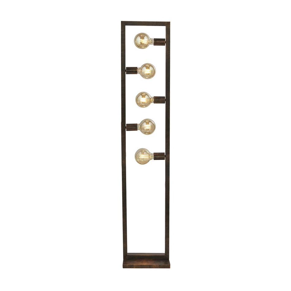 OBLONG 5LT FLOOR LAMP - RUSTIC BROWN METAL