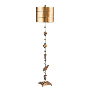 ELSTEAD Lighting Fragment 1 Light Floor Lamp - Aged Gold with Gold Leaf and Umber Glaze Shade