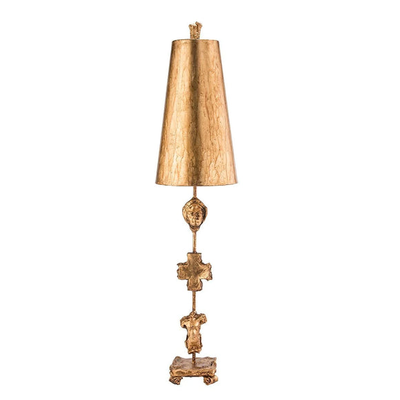 ELSTEAD Lighting Fragment 1 Light Table Lamp - Aged Gold with Gold Leaf and Umber Glaze Shade