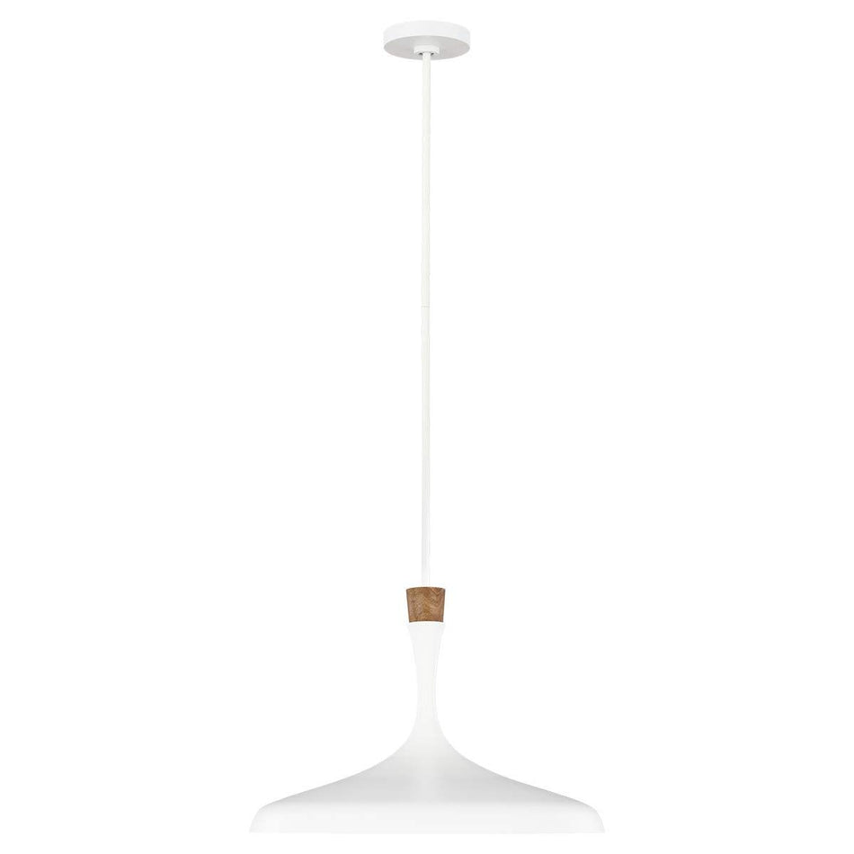 ELSTEAD Lighting Darwin 1 Light Pendant - Matte White with Wood accent