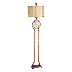 ELSTEAD Lighting Marcella 1 Light Floor Lamp - British Bronze/Oxidized Bronze with Light Gold Shade