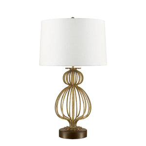 ELSTEAD Lighting Lafitte 1 Light Table Lamp - Distressed Gold with Cream Shade