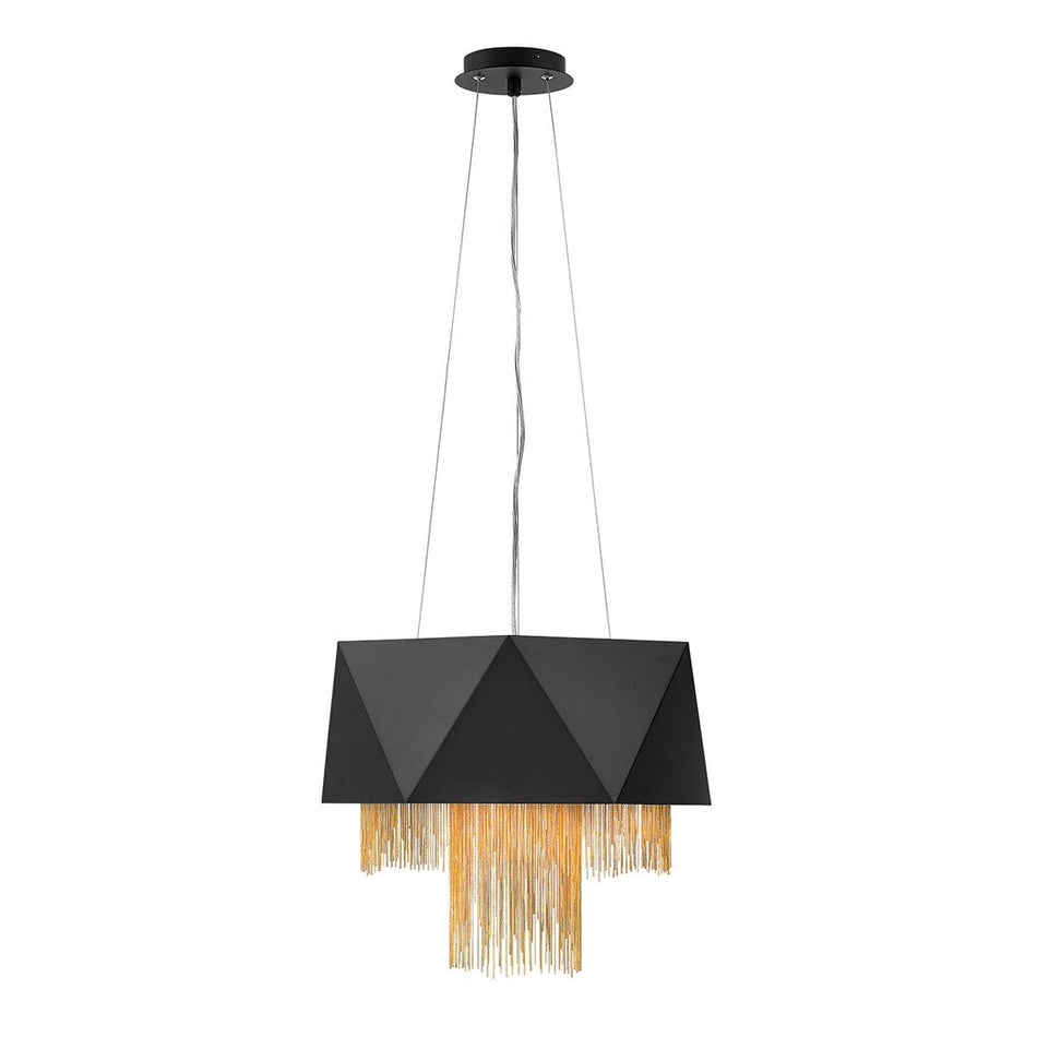 Zuma 6 Light Pendant - Satin Black/ Gold