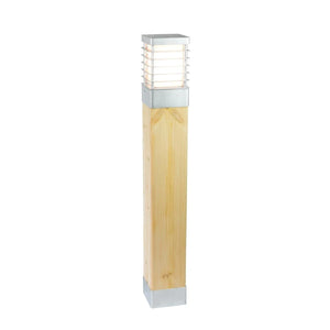 ELSTEAD Lights Halmstad Large Bollard Natural Wood & Galvanised