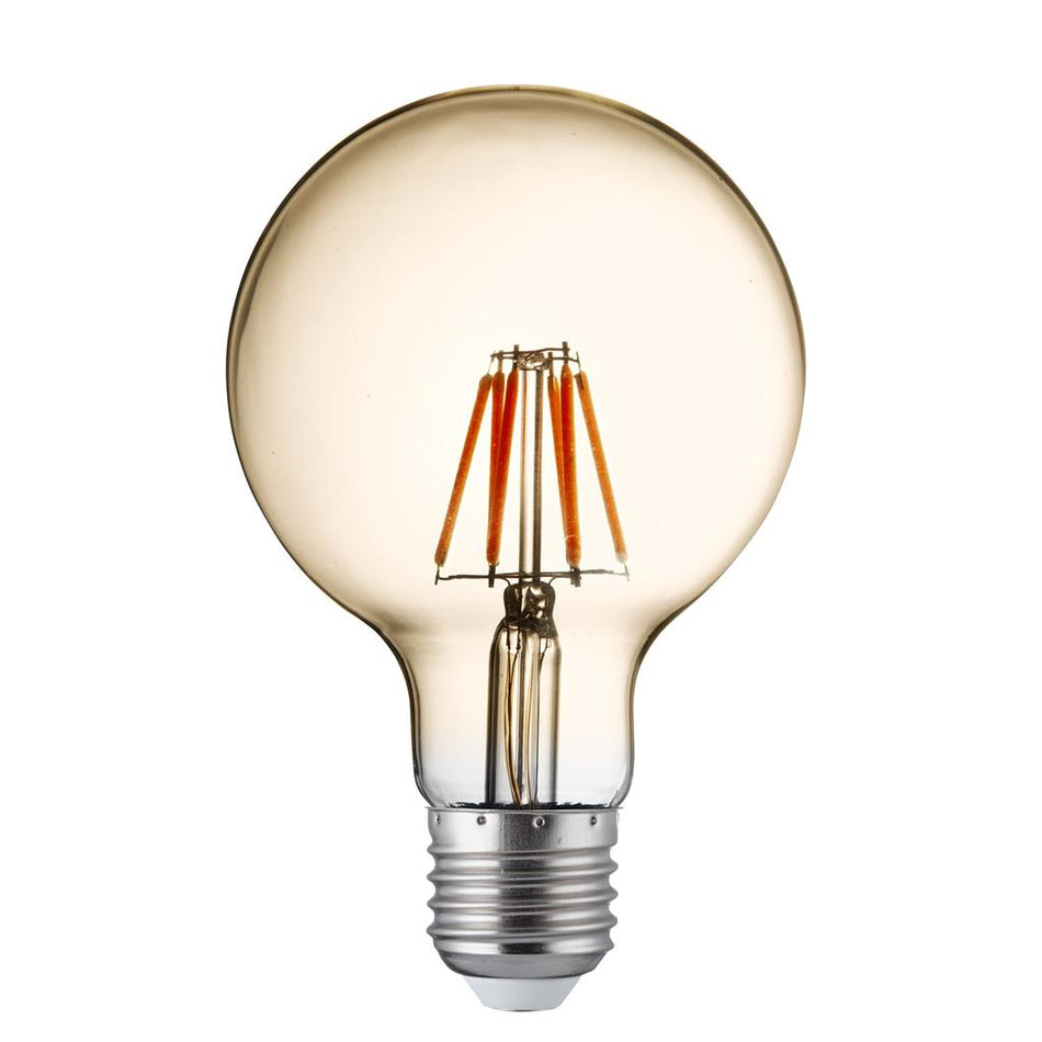 SEARCHLIGHT DIMMABLE LED FILAMENT GLOBE LAMP (95MM) AMBER GLASS, E27 6W