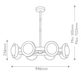 QUINTIESSE LIGHTING Alonso 8 lt LED Chandelier Pendant - Urban Bronze