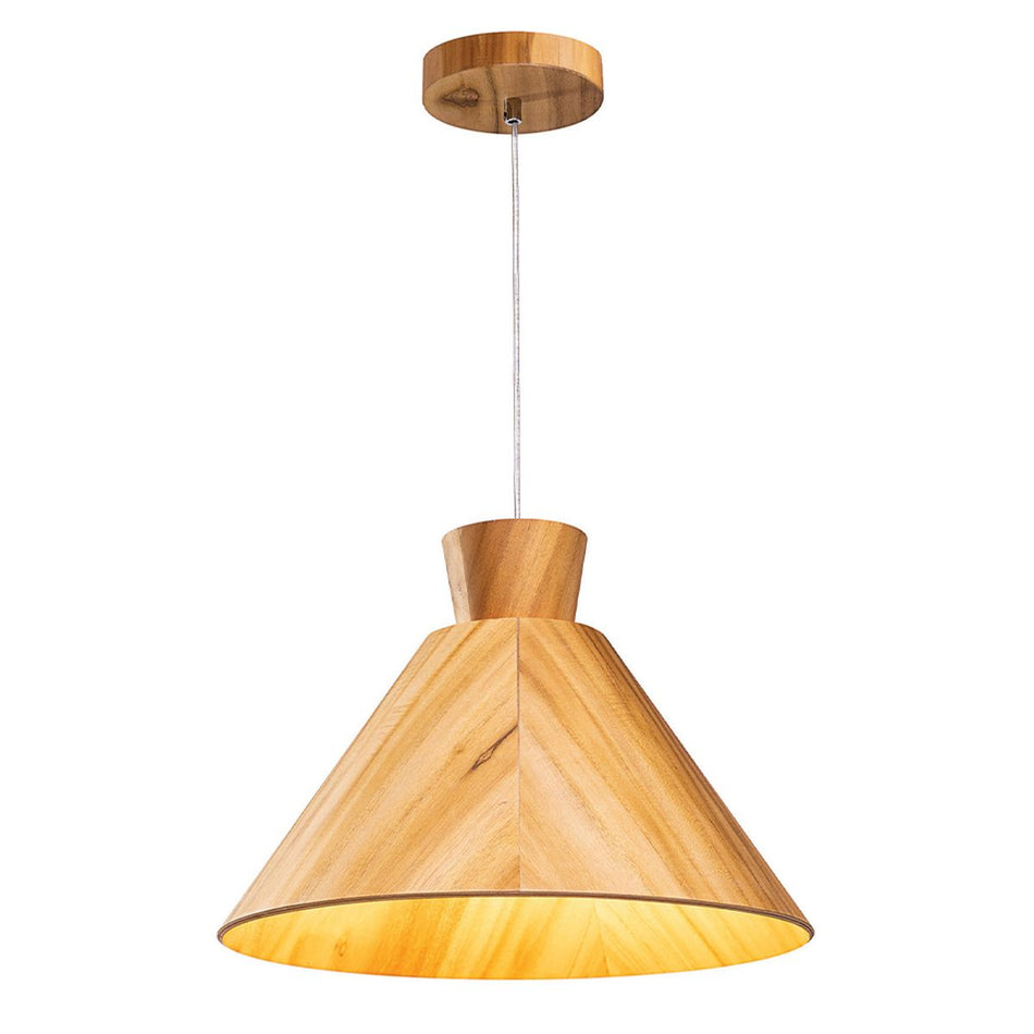 QUINTIESSE LIGHTING Conical Pendant Light - Teak Veneer