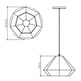 QUINTIESSE LIGHTING Diamond Pendant Light - Teak Veneer