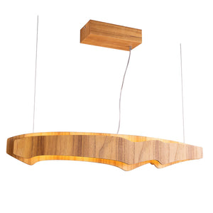QUINTIESSE LIGHTING Horizon LED Linear 100cm Pendant - Teak Veneer