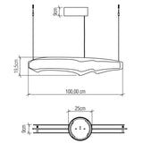 QUINTIESSE LIGHTING Horizon LED Linear 100cm Pendant - Teak Veneer