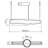 QUINTIESSE LIGHTING Horizon LED Linear 140cm Pendant - Teak Veneer