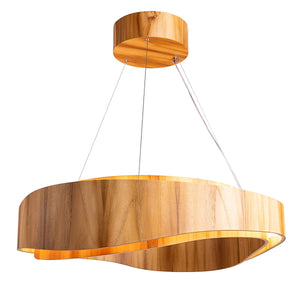 QUINTIESSE LIGHTING Horizon LED Medium Ring Pendant - Teak Veneer