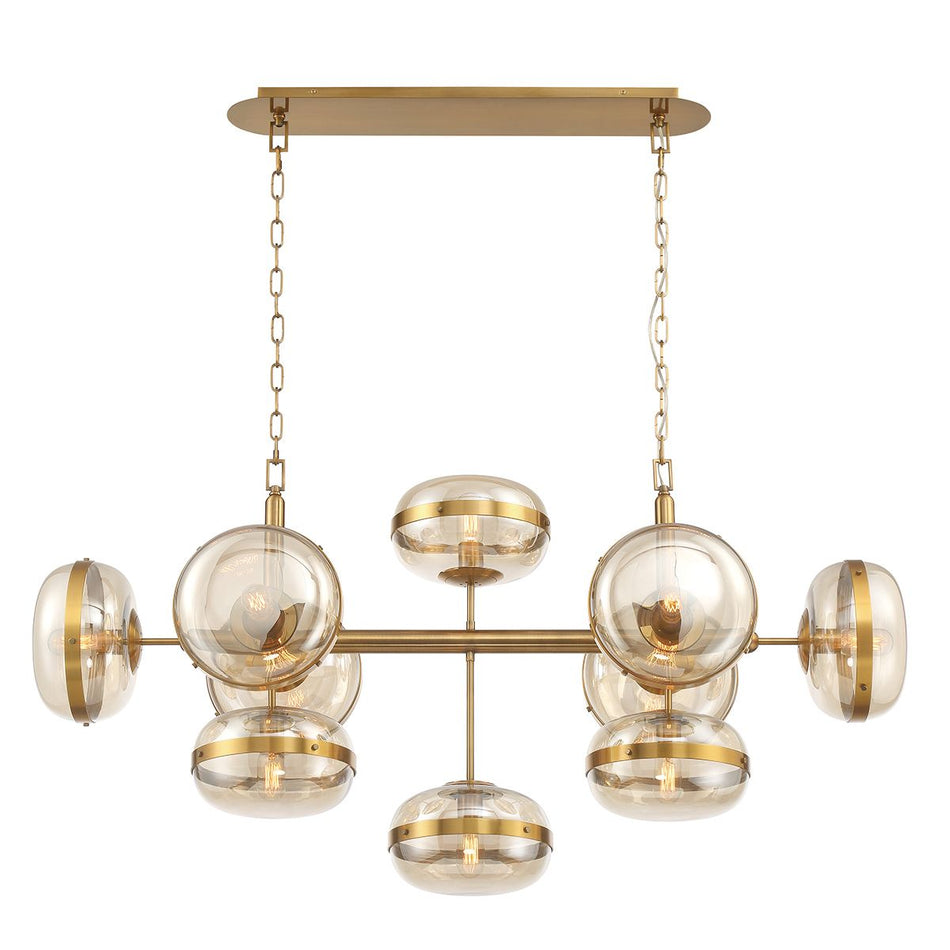 QUINTIESSE LIGHTING Nottingham 10 Lt Linear Pendant - Antique Brass