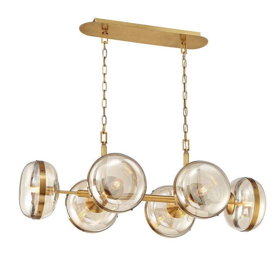 QUINTIESSE LIGHTING Nottingham 6 Lt Linear Pendant - Antique Brass