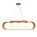 QUINTIESSE LIGHTING Sfera 3lt Linear Pendant Light - Teak Veneer