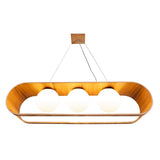 QUINTIESSE LIGHTING Sfera 3lt Linear Pendant Light - Teak Veneer