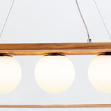 QUINTIESSE LIGHTING Sfera 3lt Linear Pendant Light - Teak Veneer