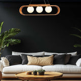 QUINTIESSE LIGHTING Sfera 3lt Linear Pendant Light - Teak Veneer