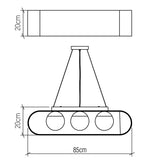 QUINTIESSE LIGHTING Sfera 3lt Linear Pendant Light - Teak Veneer