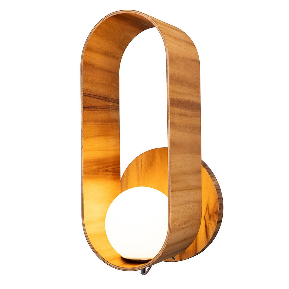 QUINTIESSE LIGHTING Sfera Wall Light - Teak Veneer